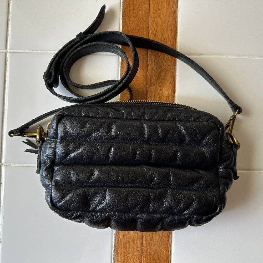 Madewell Black Leather Camera Crossbody Bag, Puff Edition GUC